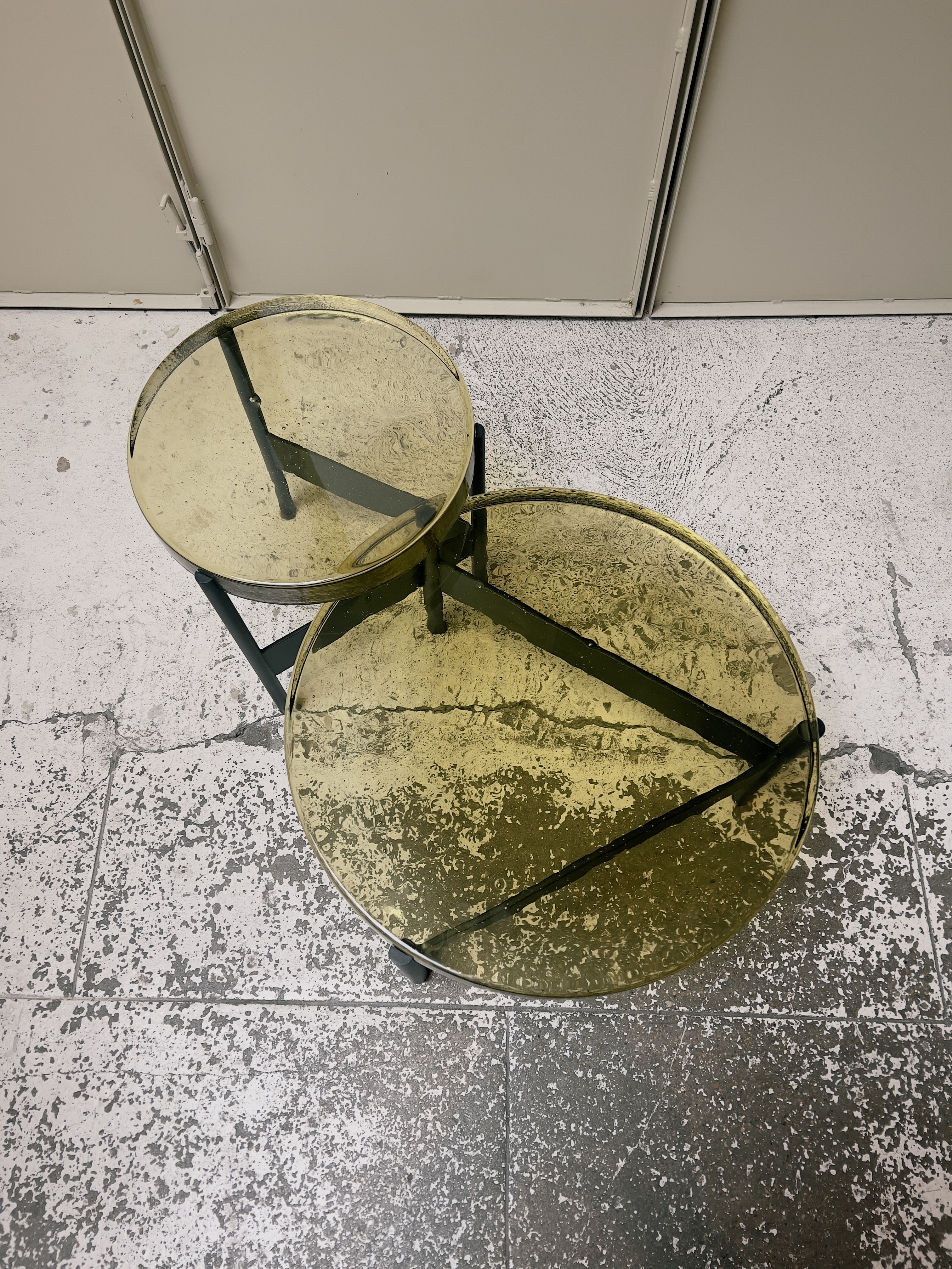 Pulpo glass table amber & green