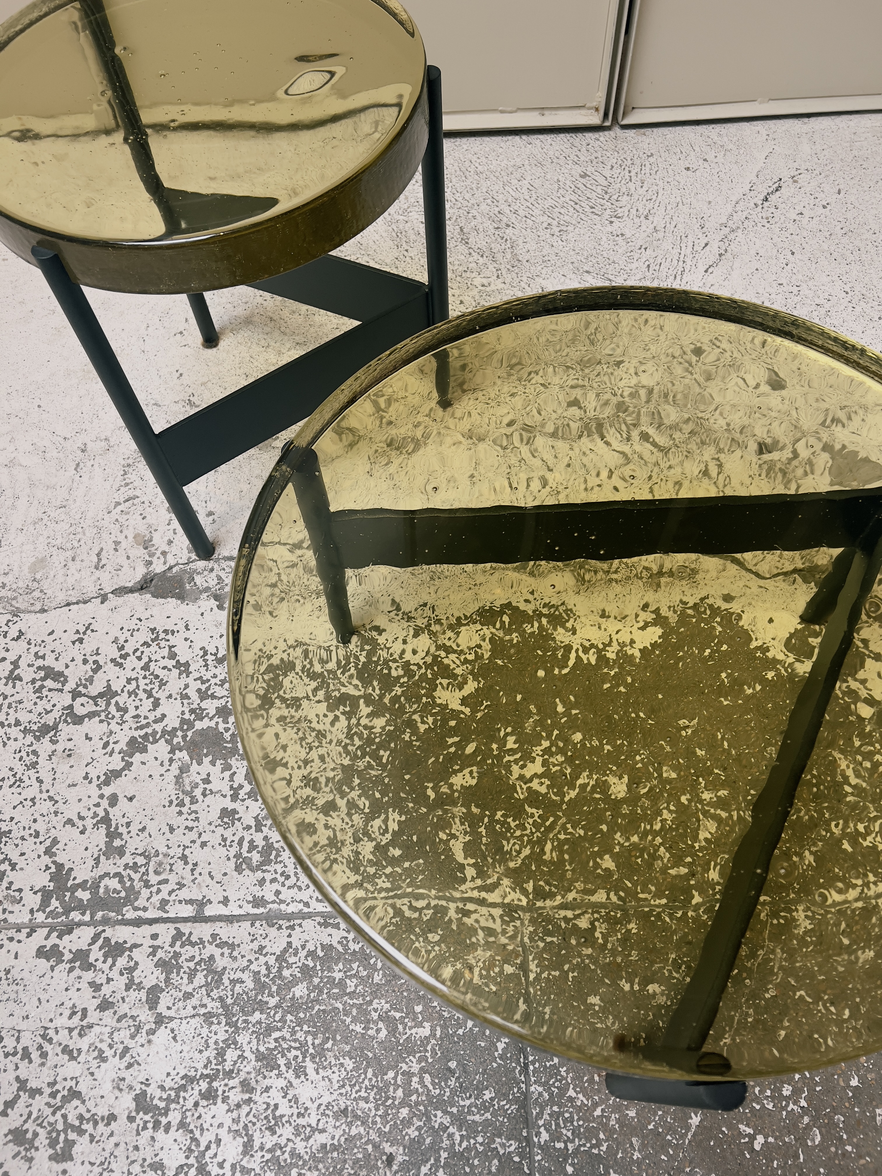 Pulpo glass table amber & green