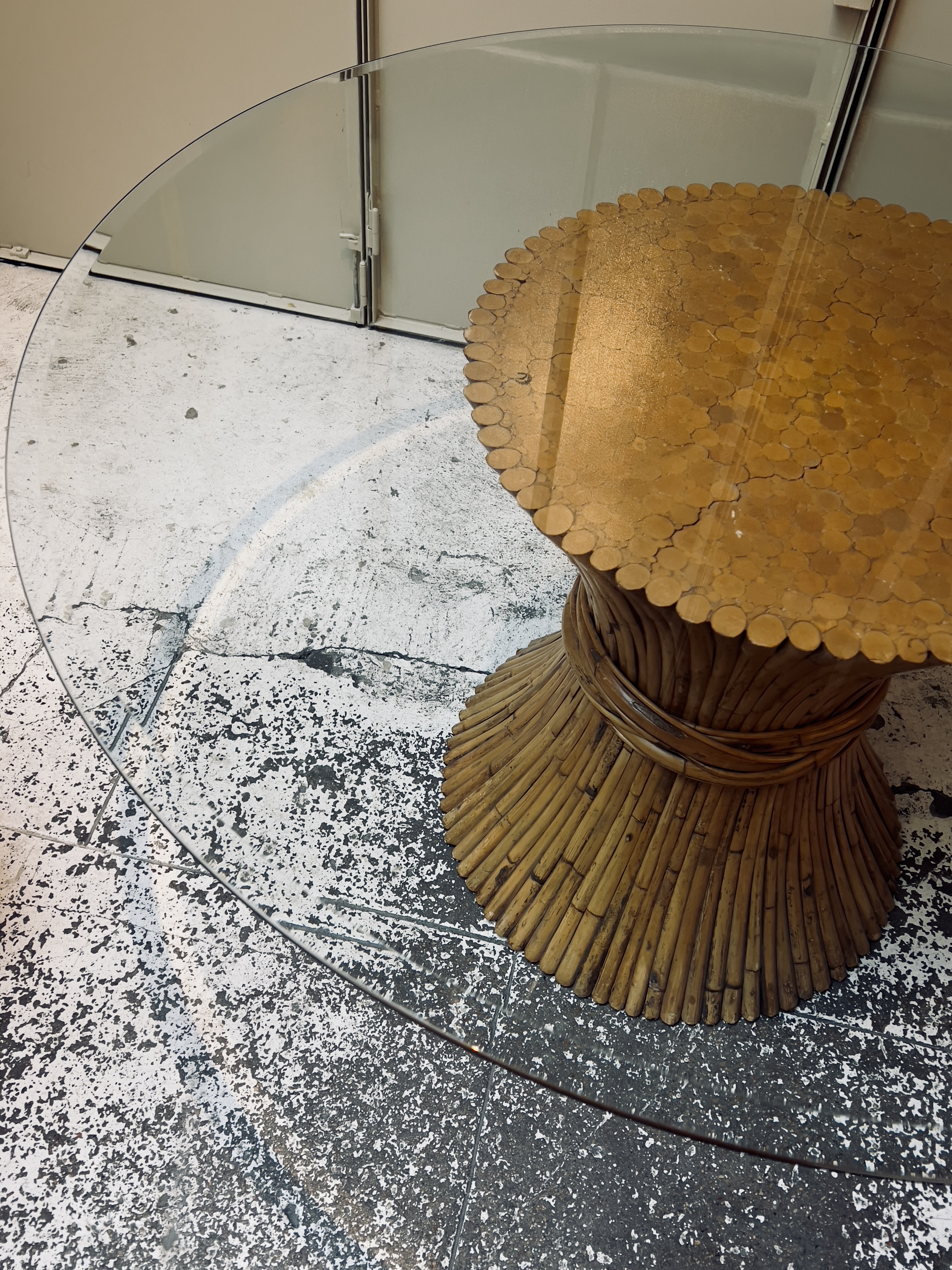 Dining table glass & bamboo