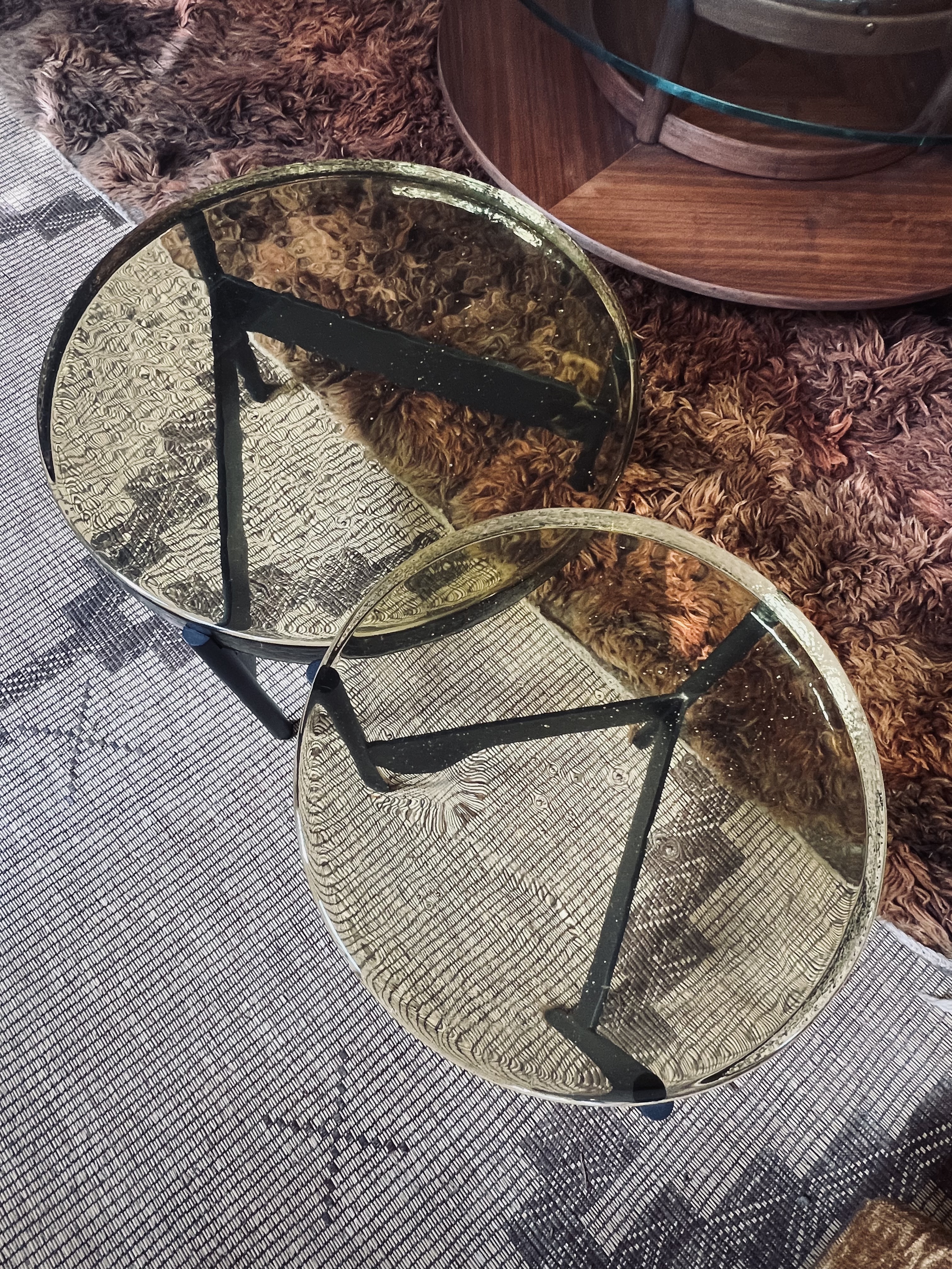 Pulpo glass table amber & green